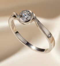 10K White Gold Bypass Twist Ring with White Topaz & Channel-Set Diamond Accents