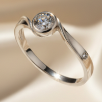 10K White Gold Bypass Twist Ring with White Topaz & Channel-Set Diamond Accents