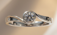 10K White Gold Bypass Twist Ring with White Topaz & Channel-Set Diamond Accents