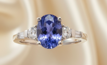 14KW 1.32ct Tanzanite & .38ctw Diamond Three-Stone Ring