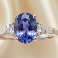 14KW 1.32ct Tanzanite & .38ctw Diamond Three-Stone Ring