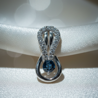 14K White Gold Sapphire & Diamond Infinity Swirl Pendant