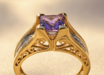 10K Two-Tone Gold Amethyst & Diamond Ring