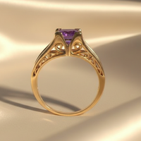 10K Two-Tone Gold Amethyst & Diamond Ring