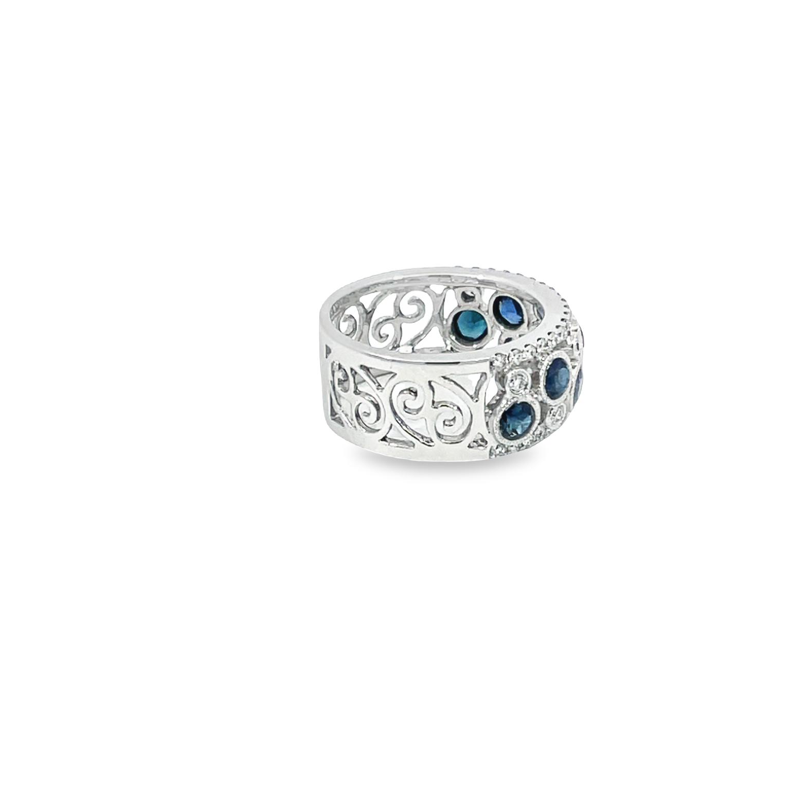 Bezel Set Blue Sapphire And Diamond Band