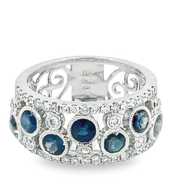 Bezel Set Blue Sapphire And Diamond Band