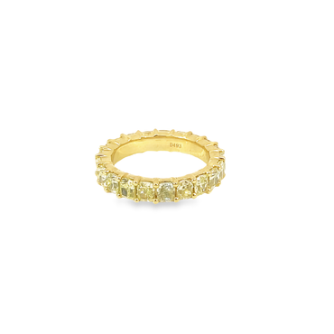 Yellow Diamond 4.93CTW Cushion Cut Eternity Band