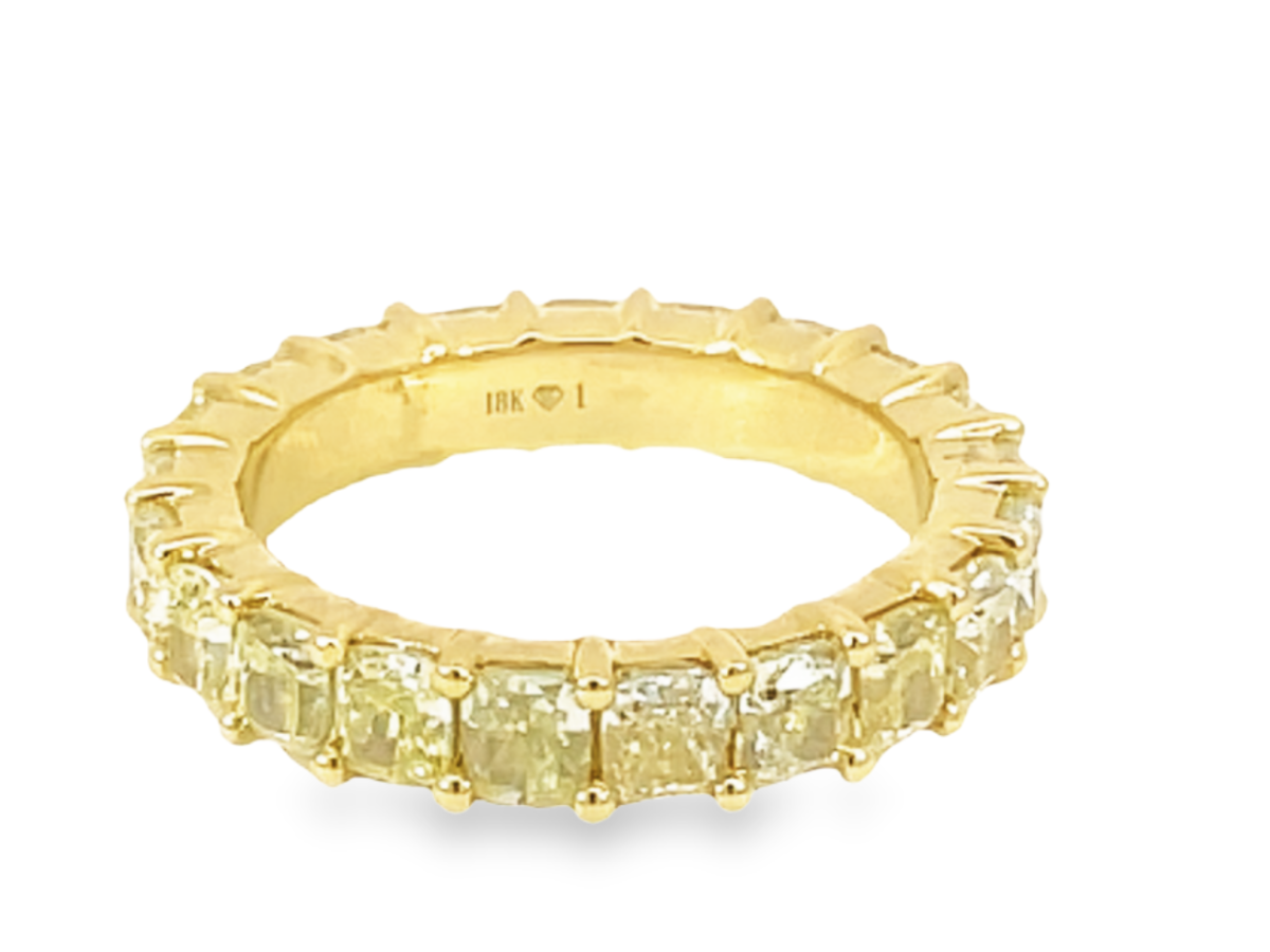 Yellow Diamond 4.93CTW Cushion Cut Eternity Band