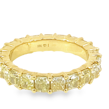 Yellow Diamond 4.93CTW Cushion Cut Eternity Band