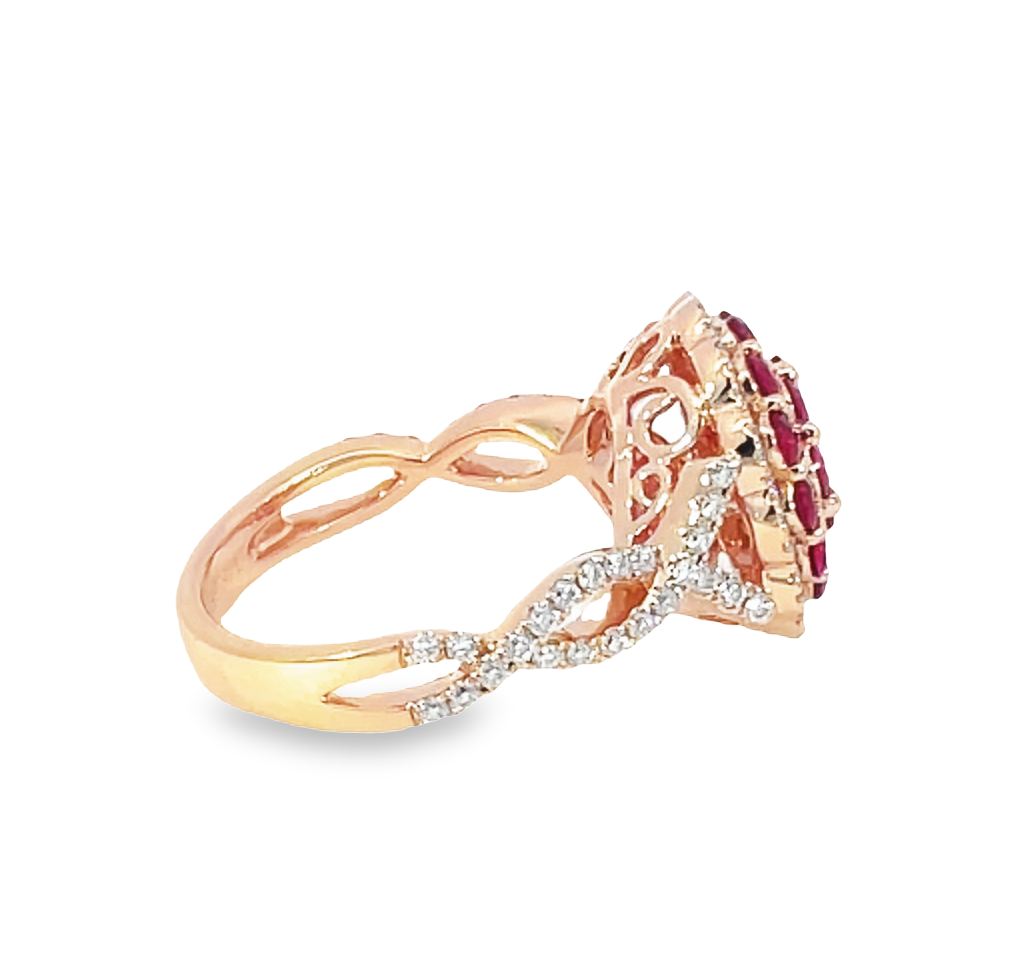 Vintage Inspired Rose Gold Ruby And Diamond Ring