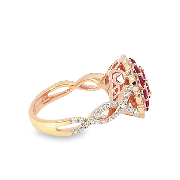 Vintage Inspired Rose Gold Ruby And Diamond Ring