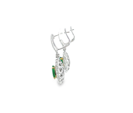 18KTT Dangle Emerald and Diamond Earrings