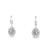 18KTT Dangle Emerald and Diamond Earrings