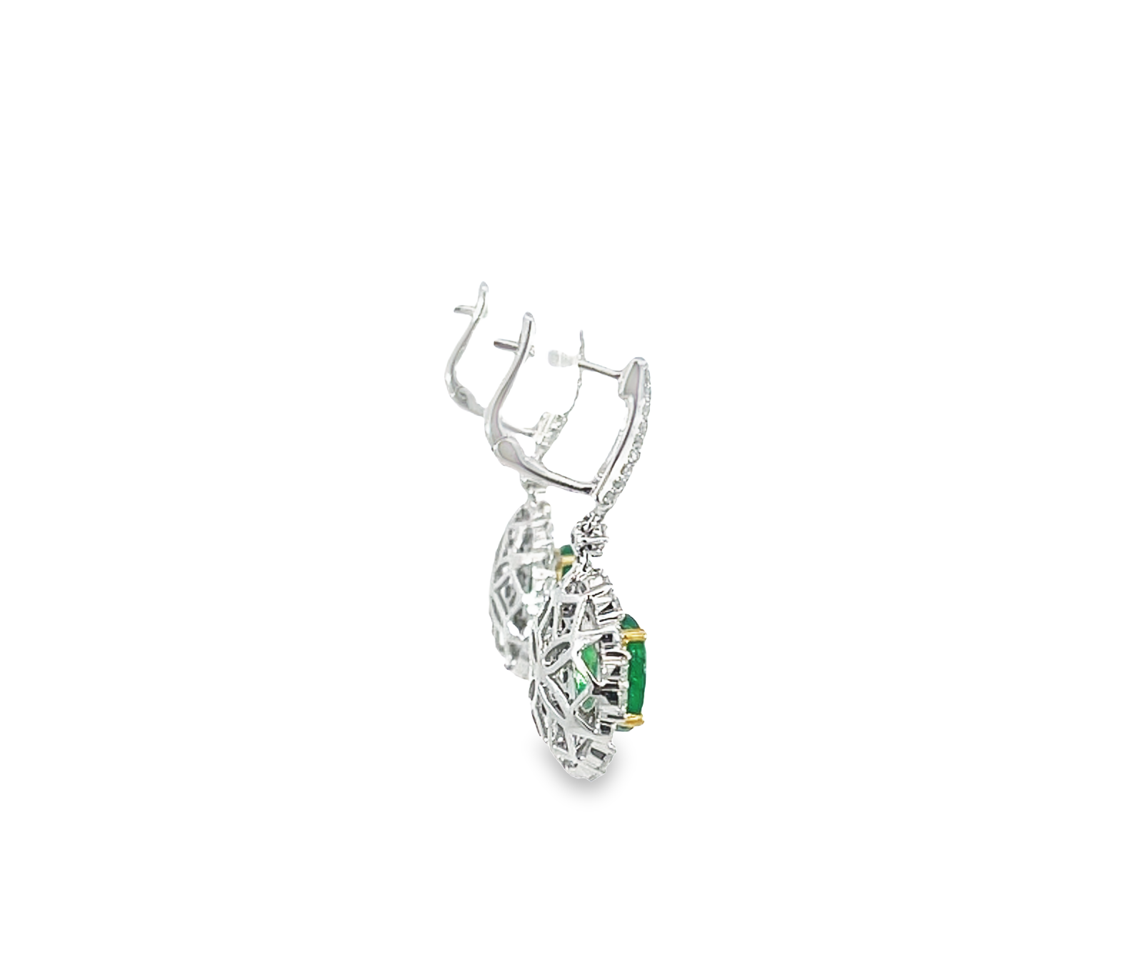 18KTT Dangle Emerald and Diamond Earrings