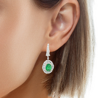 18KTT Dangle Emerald and Diamond Earrings