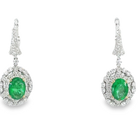 18KTT Dangle Emerald and Diamond Earrings