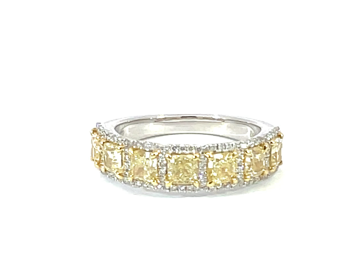 Yellow And White Diamond Halo Style Band