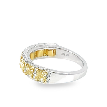 Yellow And White Diamond Halo Style Band