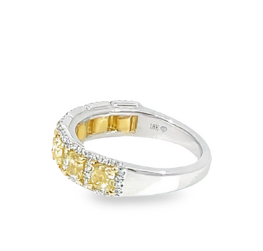 Yellow And White Diamond Halo Style Band