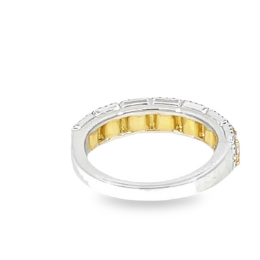 Yellow And White Diamond Halo Style Band