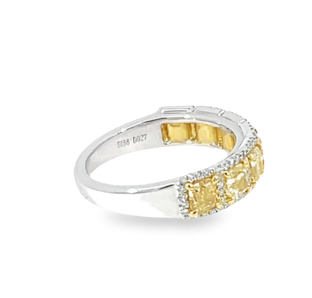 Yellow And White Diamond Halo Style Band