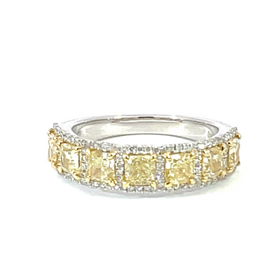 Yellow And White Diamond Halo Style Band