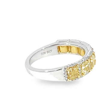 Yellow And White Diamond Halo Style Band