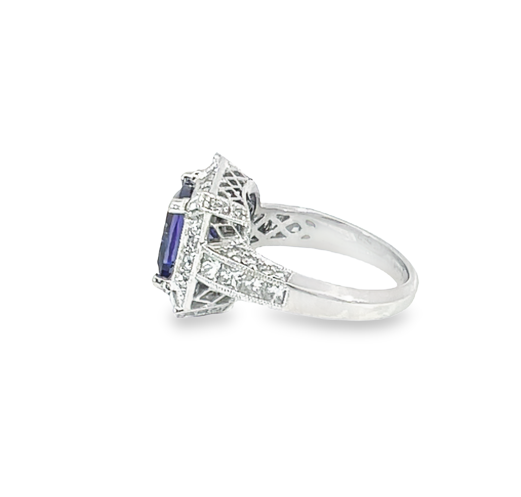 Halo Tanzanite And Diamond Ring