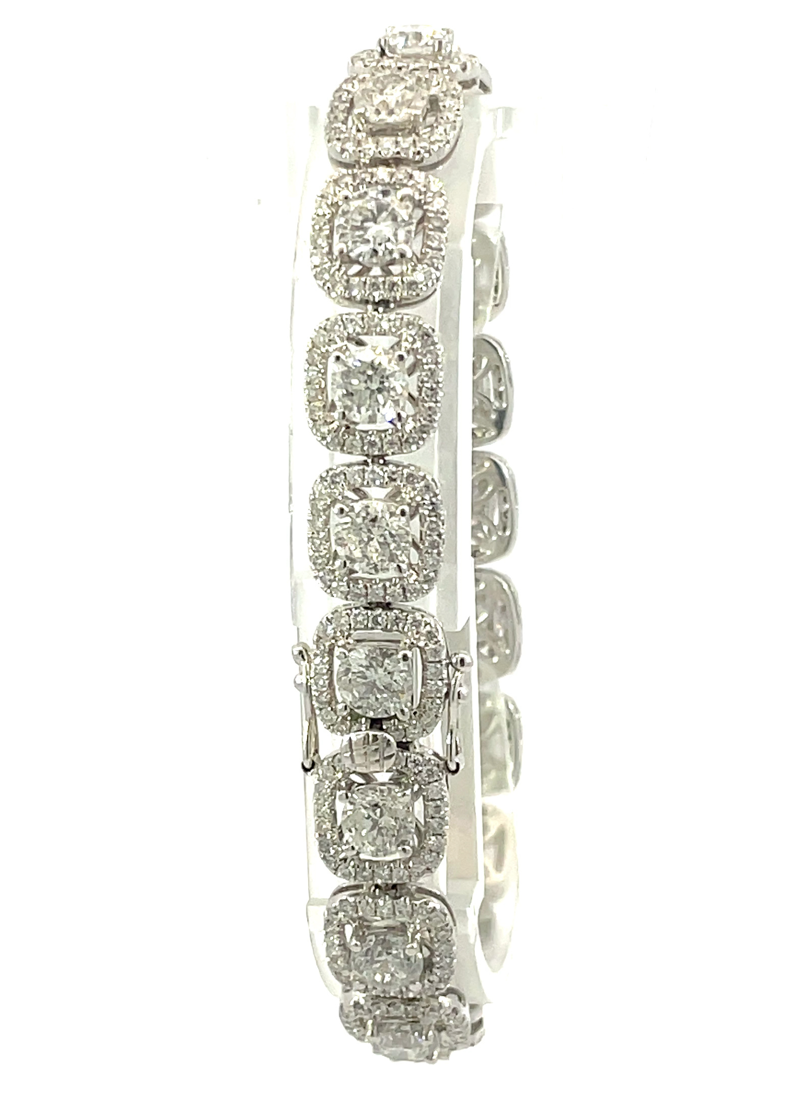 14KW 14.95CTW Diamond Halo Bracelet