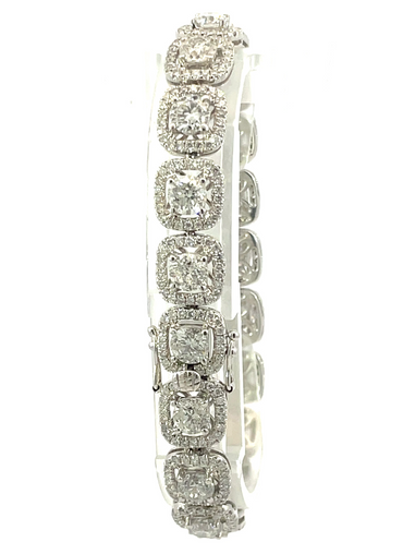Cushion-Cut Diamond Halo Bracelet