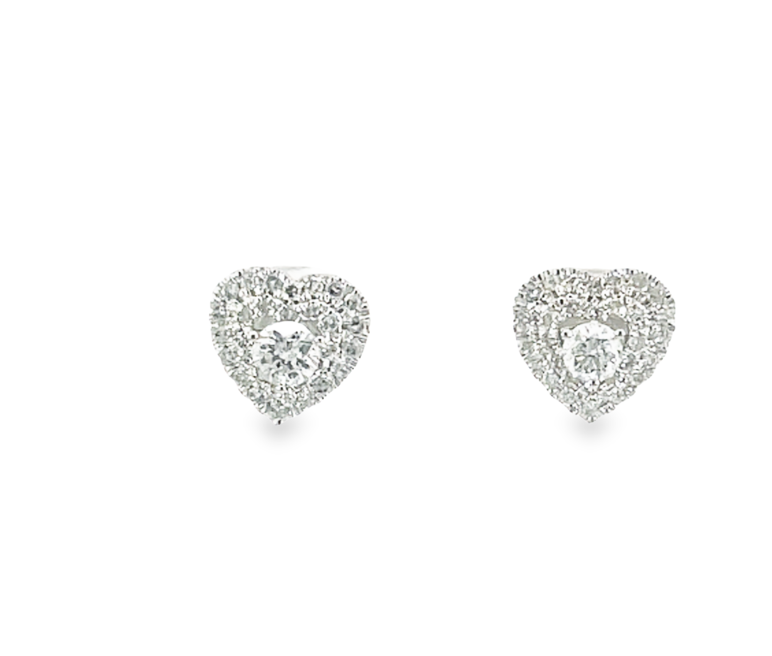 10K White Gold .50CTW Diamond Heart Earrings