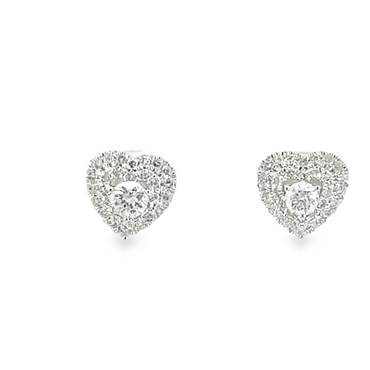 10K White Gold .50CTW Diamond Heart Earrings