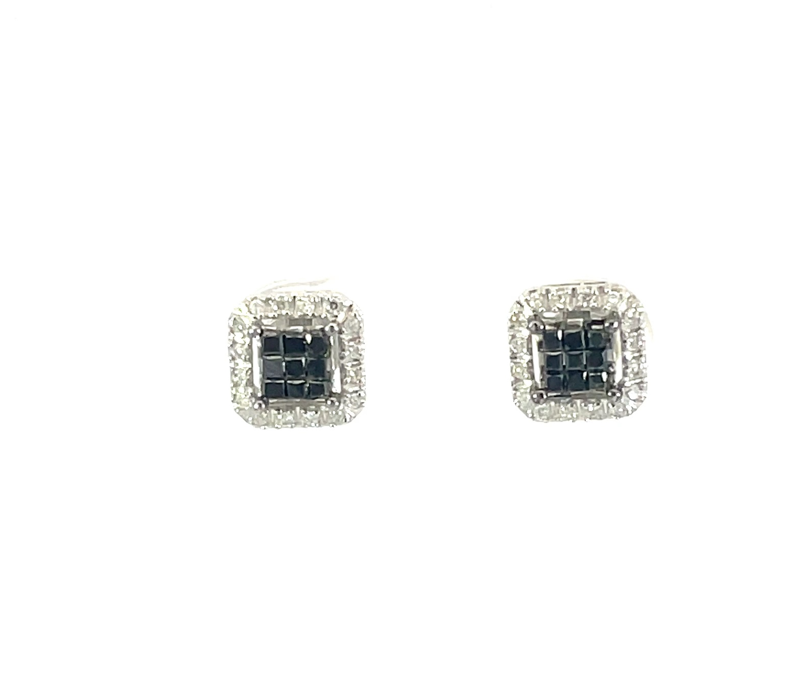 10K White Gold Black And White Diamond Earrings