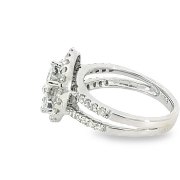 14K White Gold 1.31 CTW Floral Design Diamond Ring featuring Marquise and Round Diamonds