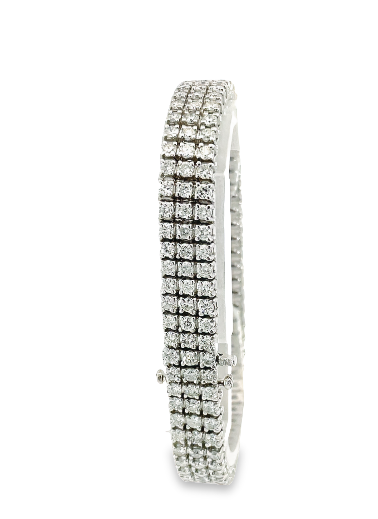 14K White Gold 8.70CTW Diamond 3 Row Tennis Bracelet