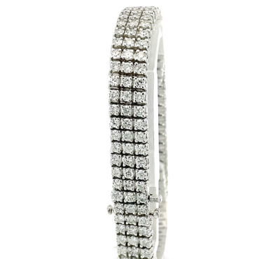 14K White Gold 8.70CTW Diamond 3 Row Tennis Bracelet