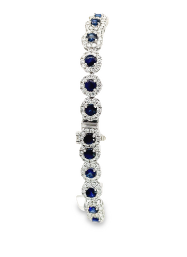 14K WG 3CTW Diamond 3/8CTW Sapphire 7 inch bracelet