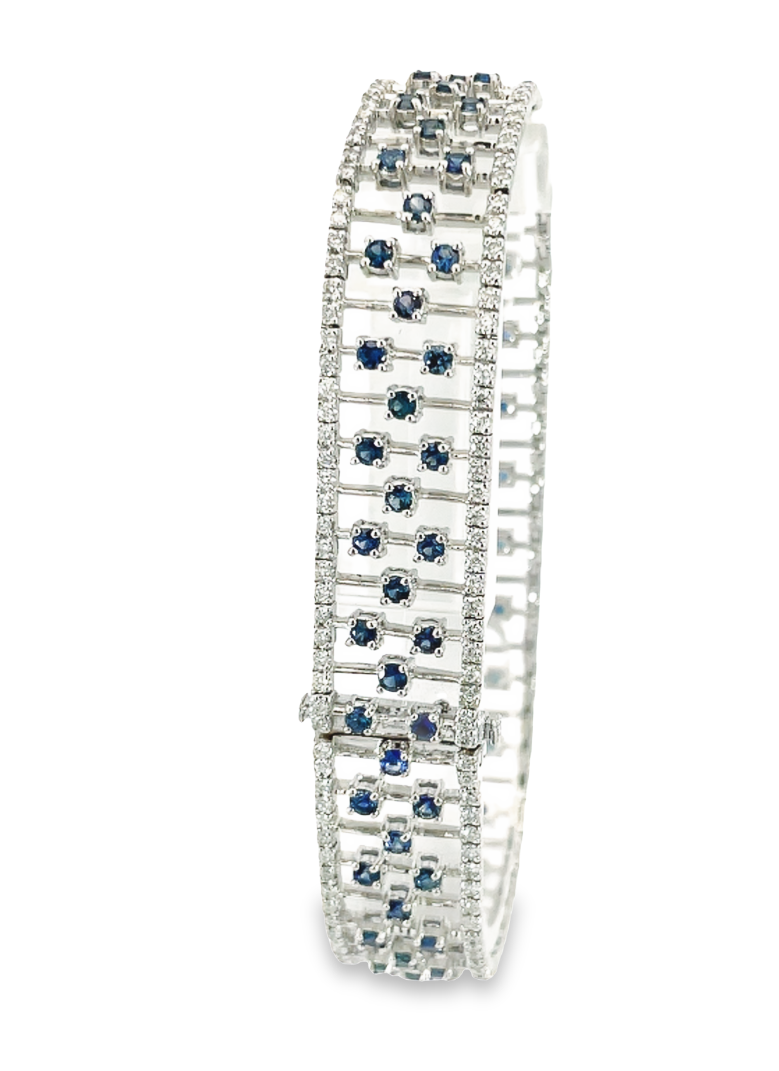 14K White Gold 4.37CTW  Sapphire and 2.14CTW Diamond Bracelet