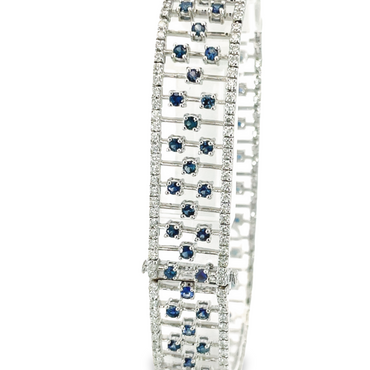 14K White Gold 4.37CTW  Sapphire and 2.14CTW Diamond Bracelet