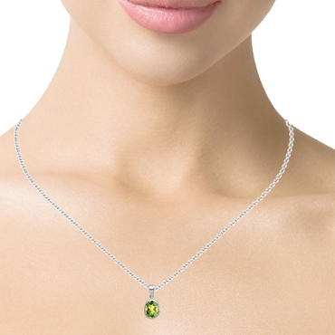 Sterling Silver Rhodium Plated Peridot Pendant