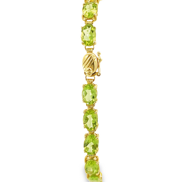 14K Yellow Gold 7 Inch Peridot Bracelet