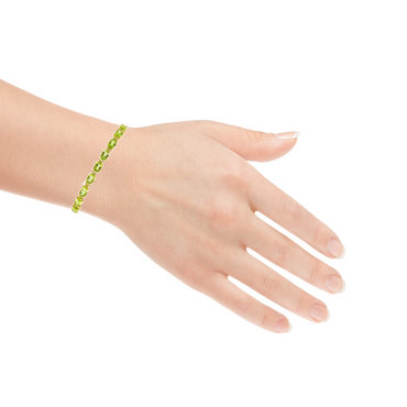 14K Yellow Gold 7 Inch Peridot Bracelet