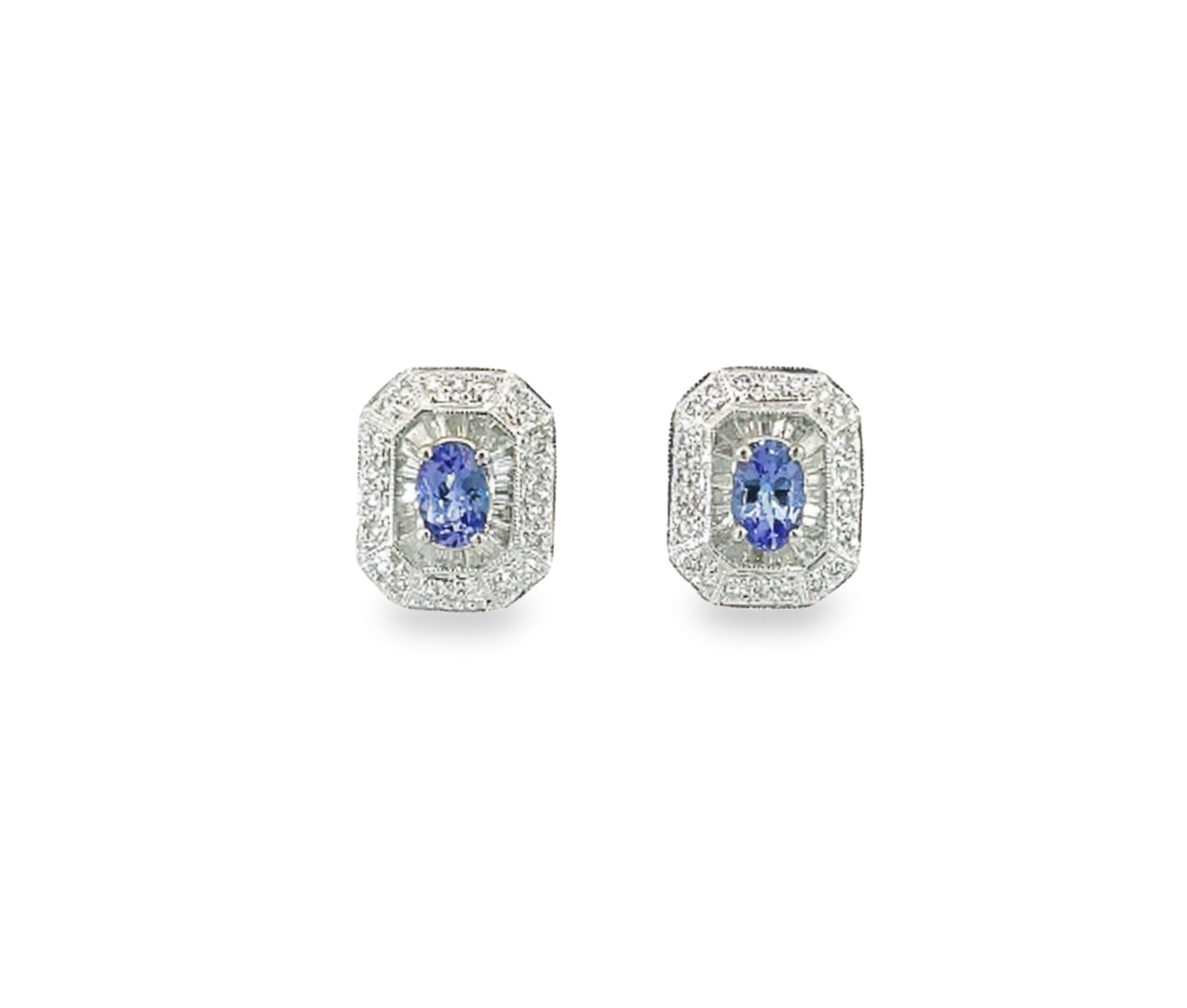 14K White Gold .86CTW Diamond & .92CTW Tanzanite Earrings