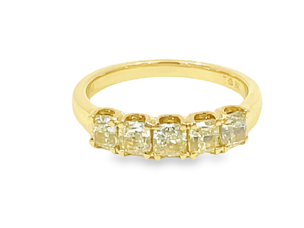 Custom Made 1.37ctw Yellow Cushion Cut Diamond Band