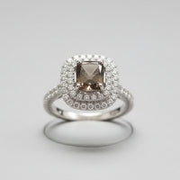 Fancy Brown & White Diamond Double Halo Ring
