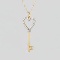 Diamond Heart Key Pendant