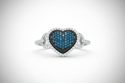 Blue Diamond Heart Ring