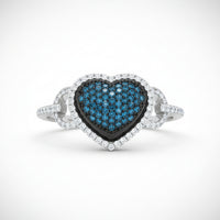 Blue Diamond Heart Ring