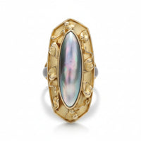 10K Gold Pearl Shield Ring