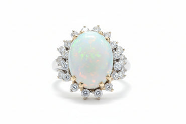 Opal & Diamond Sunburst Ring